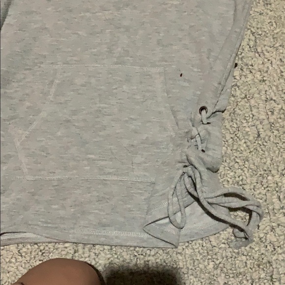 grey hoodie with ties on side - Picture 2 of 2